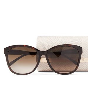 Jimmy Choo Dark Havana Cat-Eye Sunglasses with JC Monogram